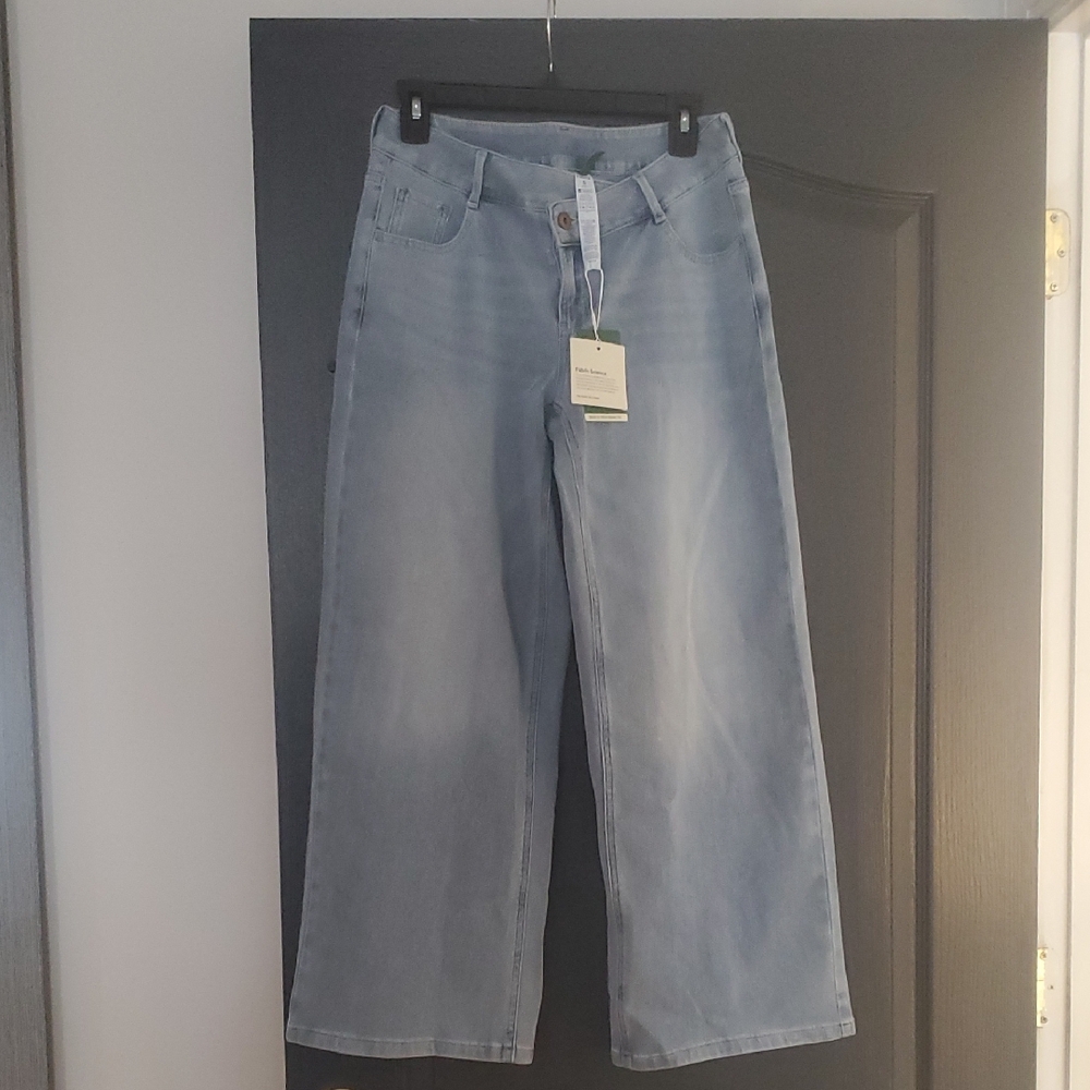 Halara Flex Denim Asymmetric Low Rise Baggy Wide Leg Jeans Small Petite